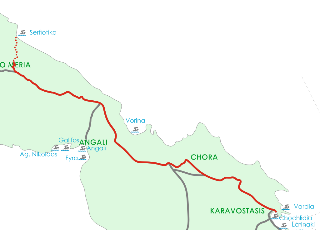 Απόσπασμα από τον χάρτη της Φολεγάνδρου - Περιοχή Σερφιώτικο