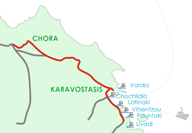Extract from the map of Folegandros - Livadi area